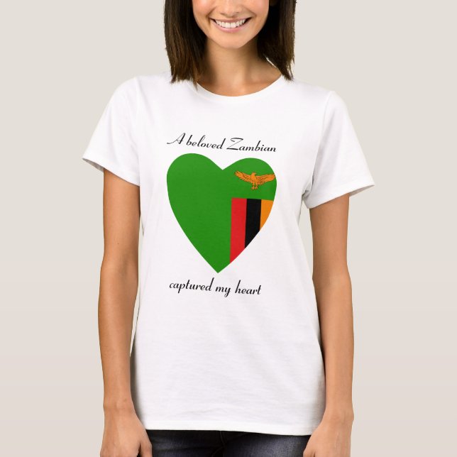 Camiseta Corazón con Bandera de Zambia (Anverso)