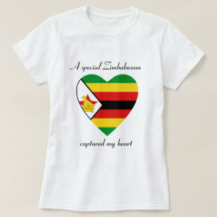 Camiseta Corazón con Bandera de Zimbabue