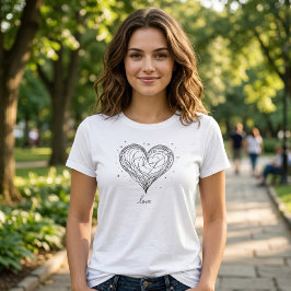 Camiseta Corazón con diseño de amor de arte de línea capric