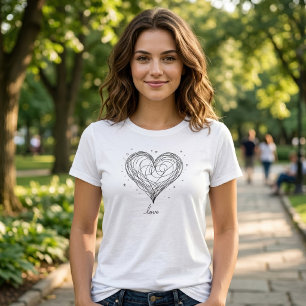 Camiseta Corazón con diseño de amor de arte de línea capric