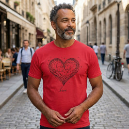 Camiseta Corazón con Diseño de Amor de Arte de Línea Capric