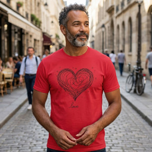 Camiseta Corazón con Diseño de Amor de Arte de Línea Capric
