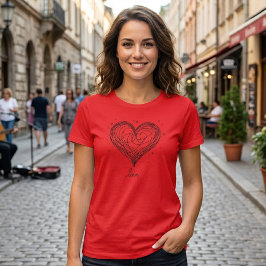 Camiseta Corazón con diseño de amor de arte de línea capric
