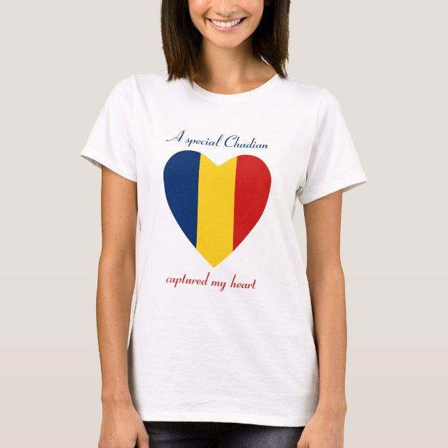 Camiseta Corazón con la Bandera de Chad (Anverso)