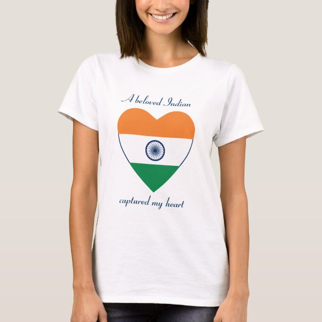Camiseta Corazón con la Bandera de la India (Anverso)