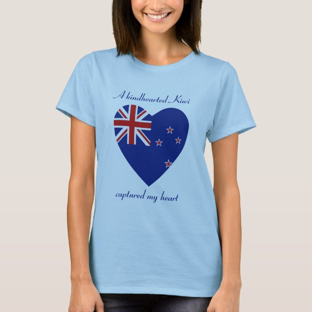 Camiseta Corazón con la Bandera de Nueva Zelanda (Anverso)