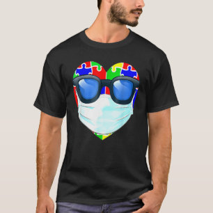 Camiseta Corazón Con Vidrio Solar Y Máscara Autismo Concien