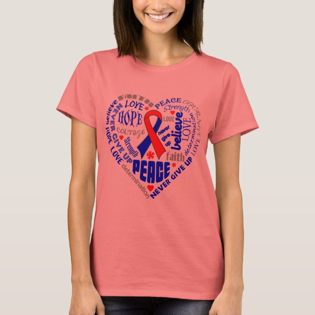 Camiseta Corazón congénito Defectos Concienciación Palabras (Anverso)
