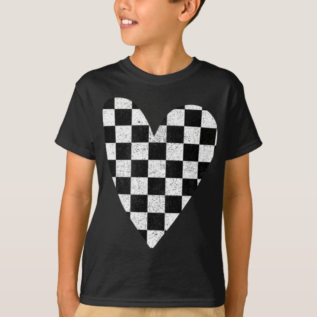 Camiseta Corazón controlado mancha negra y blanca Valentine (Anverso)