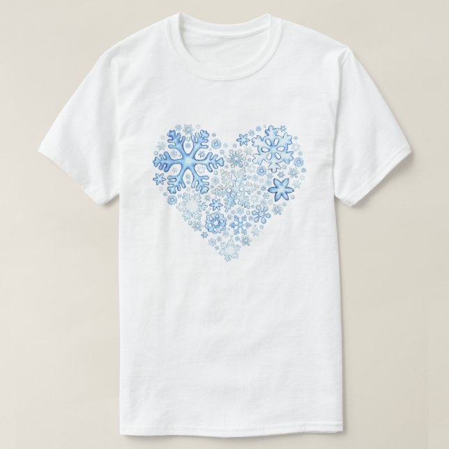 Camiseta Corazón - Copos de nieve (Diseño del anverso)