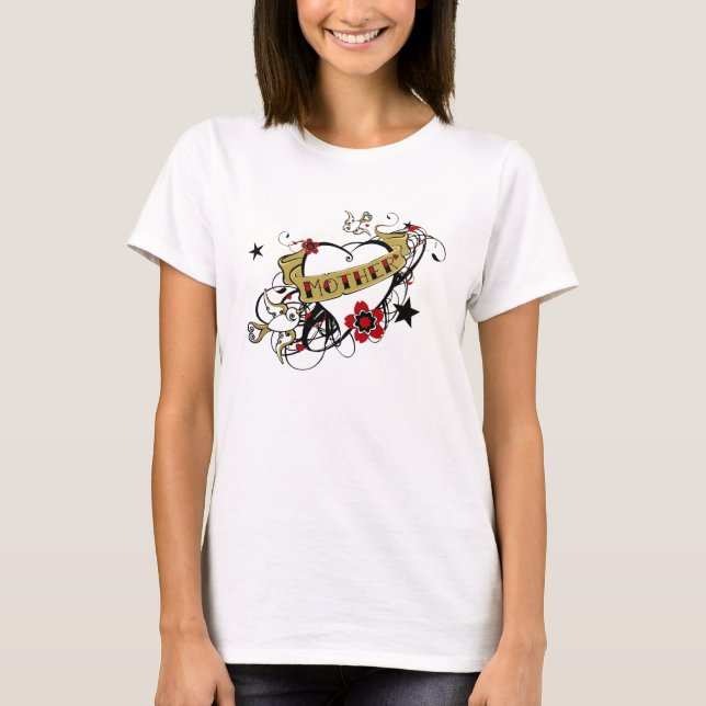 Camiseta Corazón coronado ilustrado madre artística urbana (Anverso)