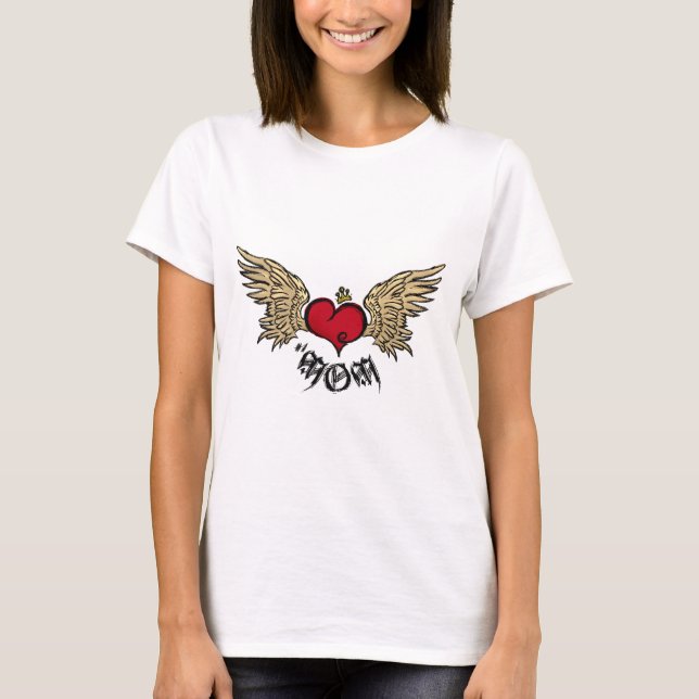 Camiseta Corazón coronado mamá artística del tatuaje con (Anverso)