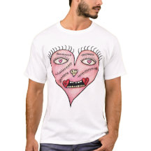Corazón cosido en calavera