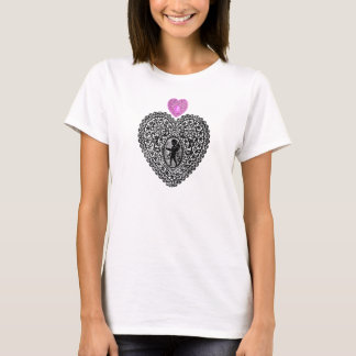 Camiseta CORAZÓN CUPID LACE, rosa negro y blanco