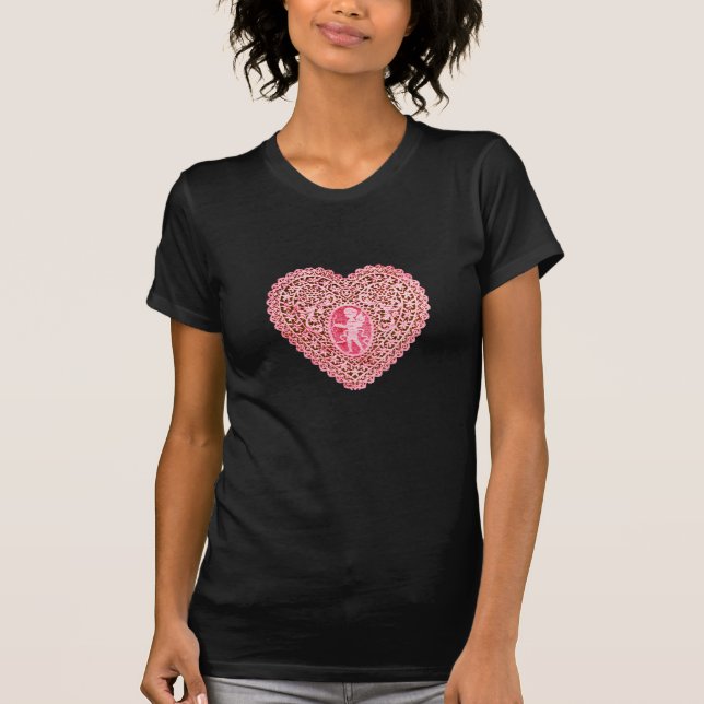 Camiseta CORAZÓN CUPIDA LACE, rojo rosado (Anverso)