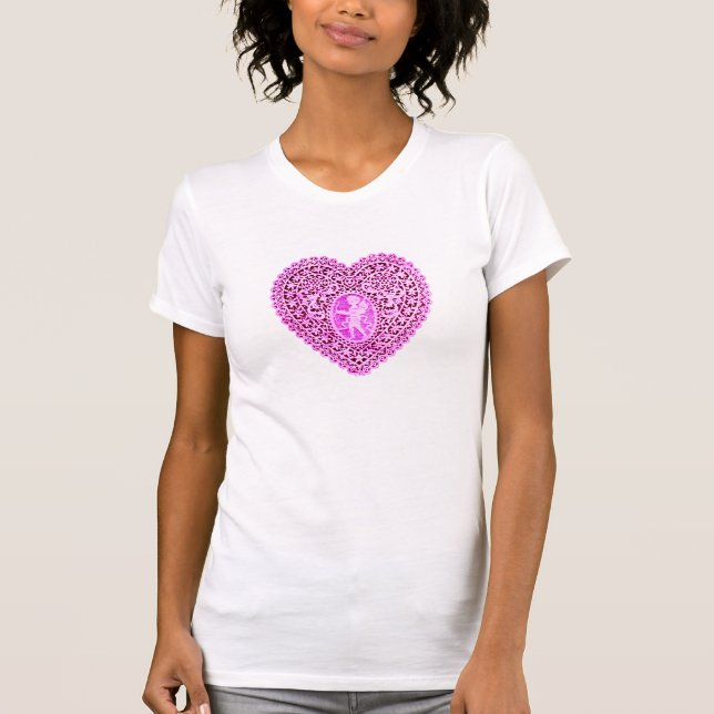 Camiseta CORAZÓN CUPIDO LACE, violeta rosada (Anverso)