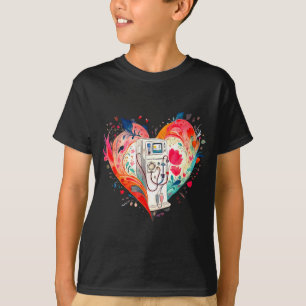 Camiseta Corazón de Acuarela Floral Enfermera de Diálisis N