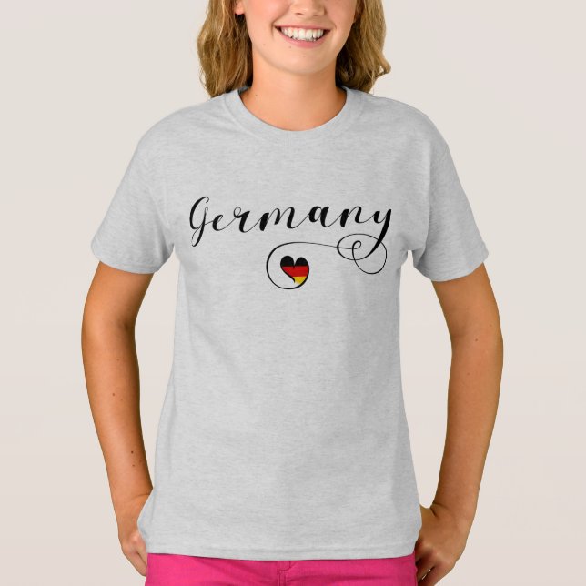 Camiseta Corazón de Alemania, bandera alemana (Anverso)