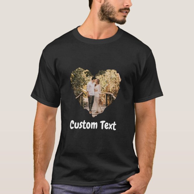Camiseta Corazón de amor con foto y texto Personalizado (Anverso)