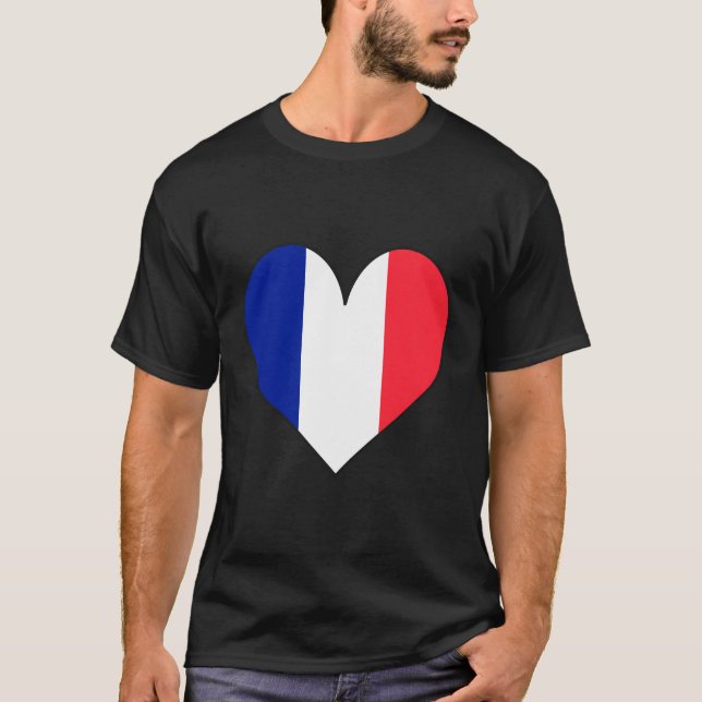 Camiseta Corazón de amor de la bandera francesa (Anverso)