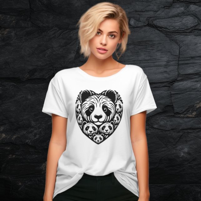 Camiseta Corazón de amor de Panda (Subido por el creador)