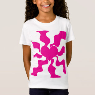 Camiseta Corazón de amor en magenta y blanco
