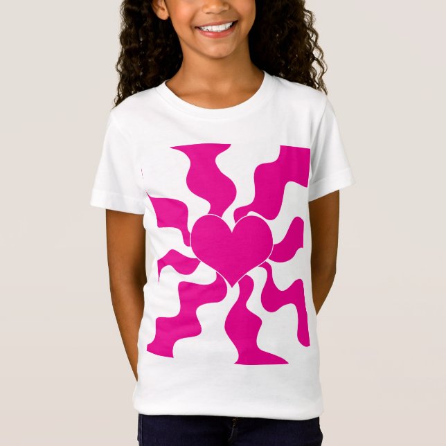 Camiseta Corazón de amor en magenta y blanco (Anverso)