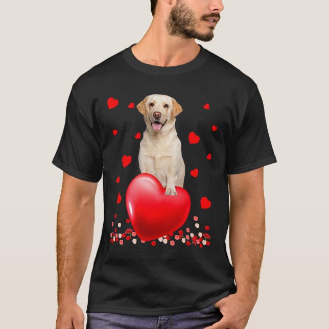 Camiseta Corazón de amor lindo perro de Labrador Valentines (Anverso)