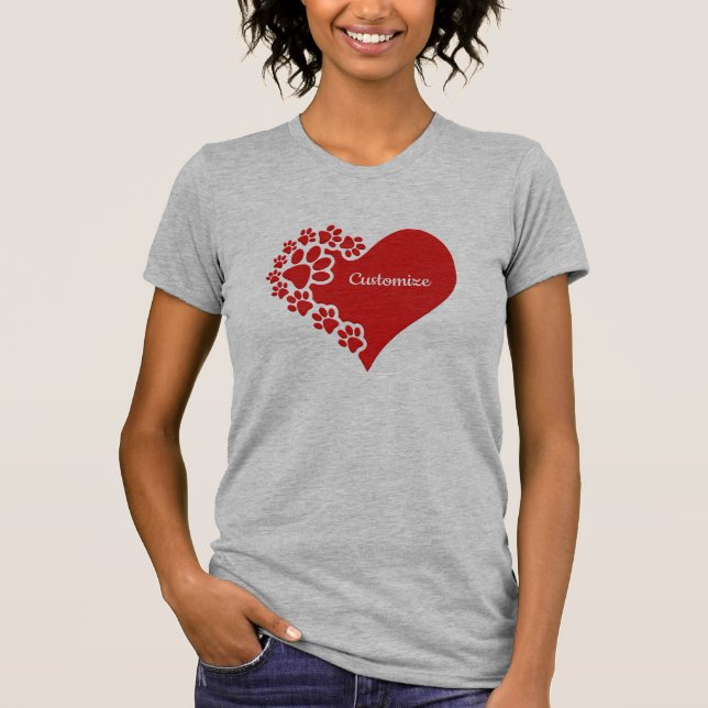 Camiseta Corazón de amor Mascota personalizado (Anverso)