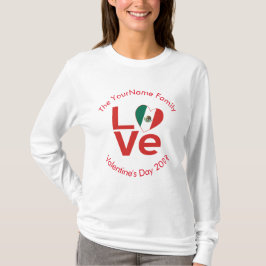 Camiseta Corazón de amor mexicano Bandera Personalizado del