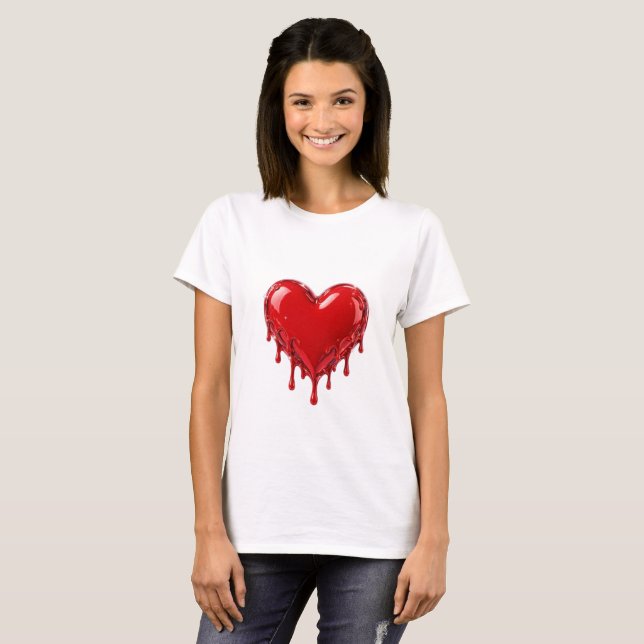 Camiseta Corazón de amor rojo que gotea (Anverso completo)
