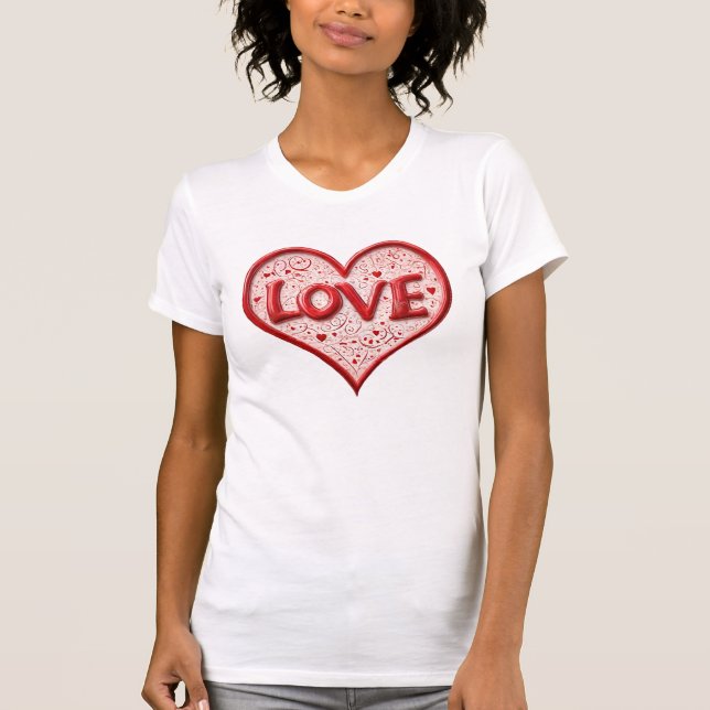 Camiseta Corazón De Amor Rojo Y Blanco (Anverso)