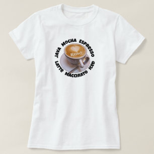 Camiseta Corazón de Amor Taza de Café Capuchino Ro