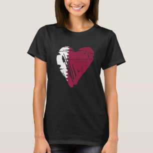 Camiseta Corazón de amor vintage retro bandera de Qatar  