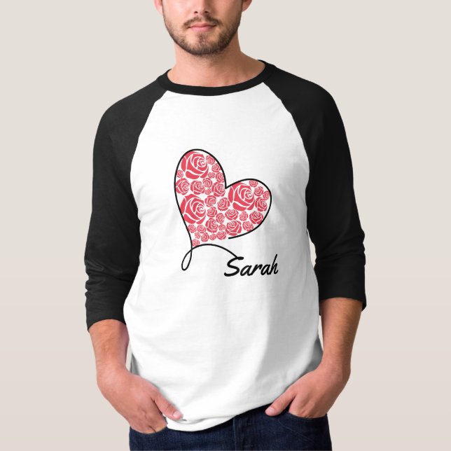 Camiseta Corazón de amor y Rosas - Personalizado (Anverso)