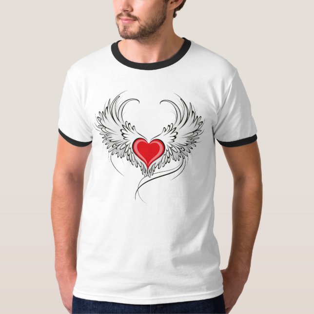 Camiseta Corazón de Ángel Rojo con alas (Anverso)