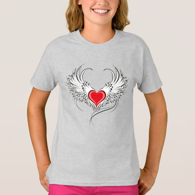 Camiseta Corazón de Ángel Rojo con alas (Anverso)