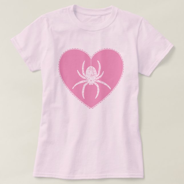 Camiseta Corazón de Araña Rosa (Diseño del anverso)