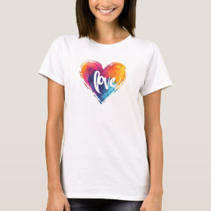 Camiseta Corazón de arcoíris eslogan de amor