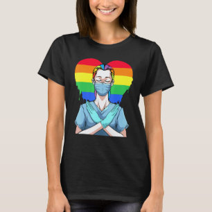 Camiseta Corazón de Arcoíris Gay Lésbico Bi Homosexual Enfe