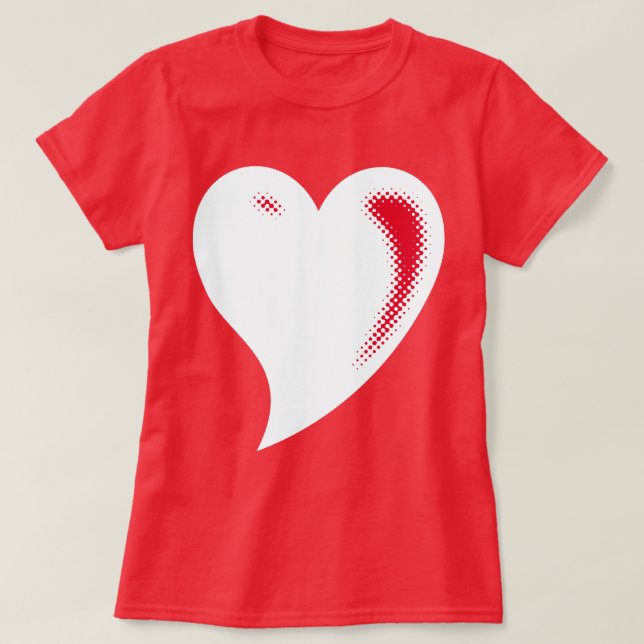 Camiseta Corazón de arte pop blanco (Diseño del anverso)