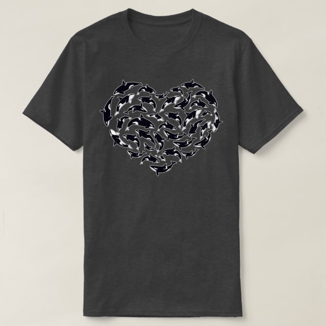 Camiseta Corazón de ballenas en negro Muchas ballenas (Diseño del anverso)