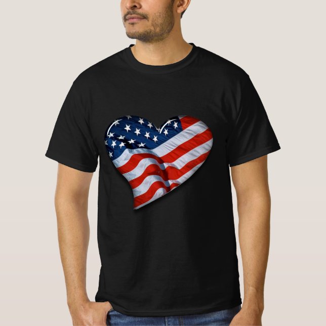 Camiseta Corazón de bandera americana (Anverso)