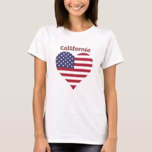 Camiseta Corazón de Bandera Americana de California