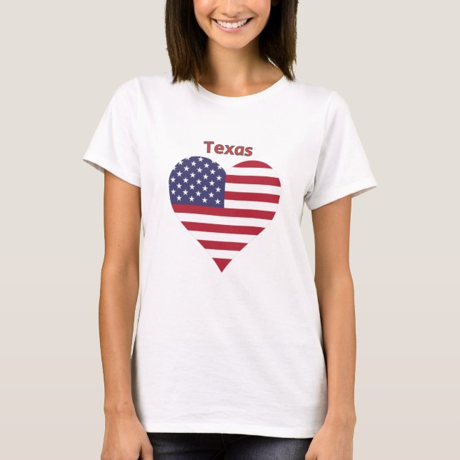 Camiseta Corazón de Bandera Americana de Texas (Anverso)
