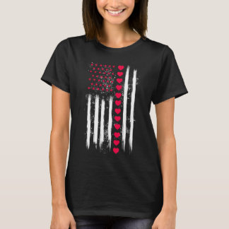 Camiseta Corazón de bandera americana del día de San Valent