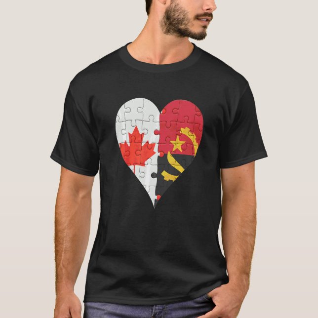 Camiseta Corazón de bandera angoleña canadiense (Anverso)