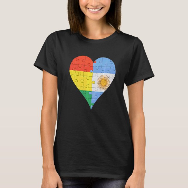 Camiseta Corazón de bandera argentina (Anverso)