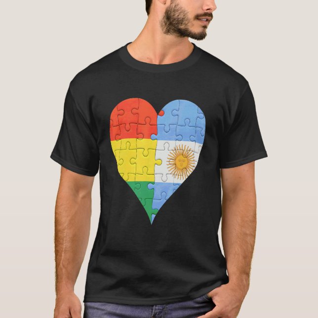 Camiseta Corazón de bandera argentina (Anverso)