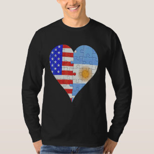 Camiseta Corazón de bandera argentina estadounidense